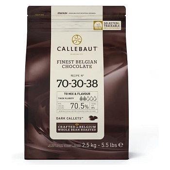 Callebaut 70-30-38 70.5% Extra-Bitter Dark Chocolate Couverture - 2.5kg Bag